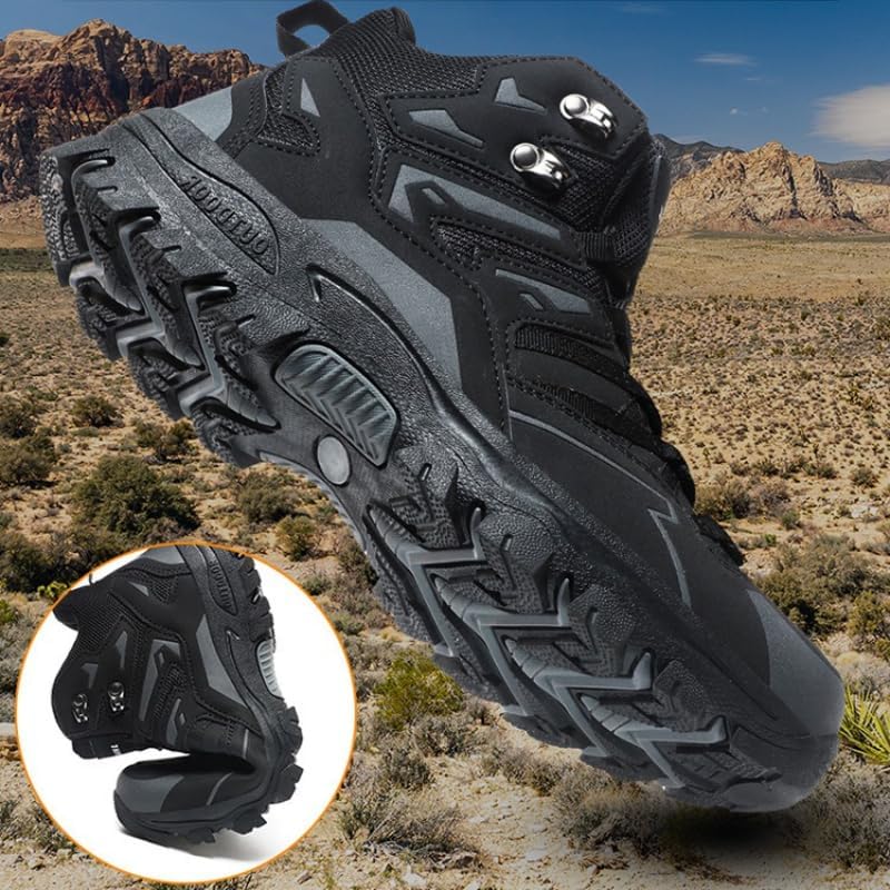 Mens Womens Leather Waterproof Hiking Boots， Lightweight Outdoor Walking Shoes,Breathable Suede Hike Trekking Trails Camping ClimbingLightweight and durable.