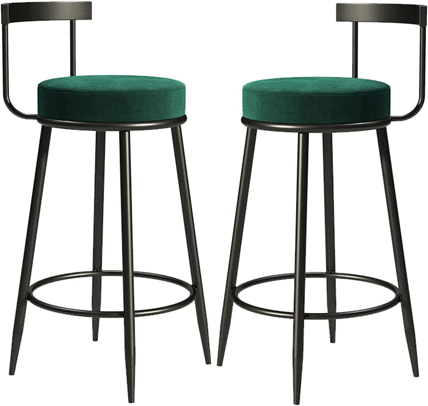 GRDDBZA Modern Bar Stools Set Counter Height Dining Chairs Bar Stool Set of 2 Counter Height Barstools with Back Footrest Breakfast Bar Chair Kitchen Dining Cafe Chair(Green,65cm)