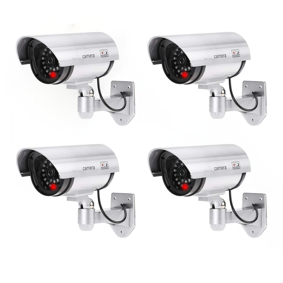 Bullet Dome Dummy Fake CCTV Camera with Ideal for Blinking Red LED Light Waterproof Wall Mount – Ideal for Home Office Storefront Security | Set of - 04-image-40