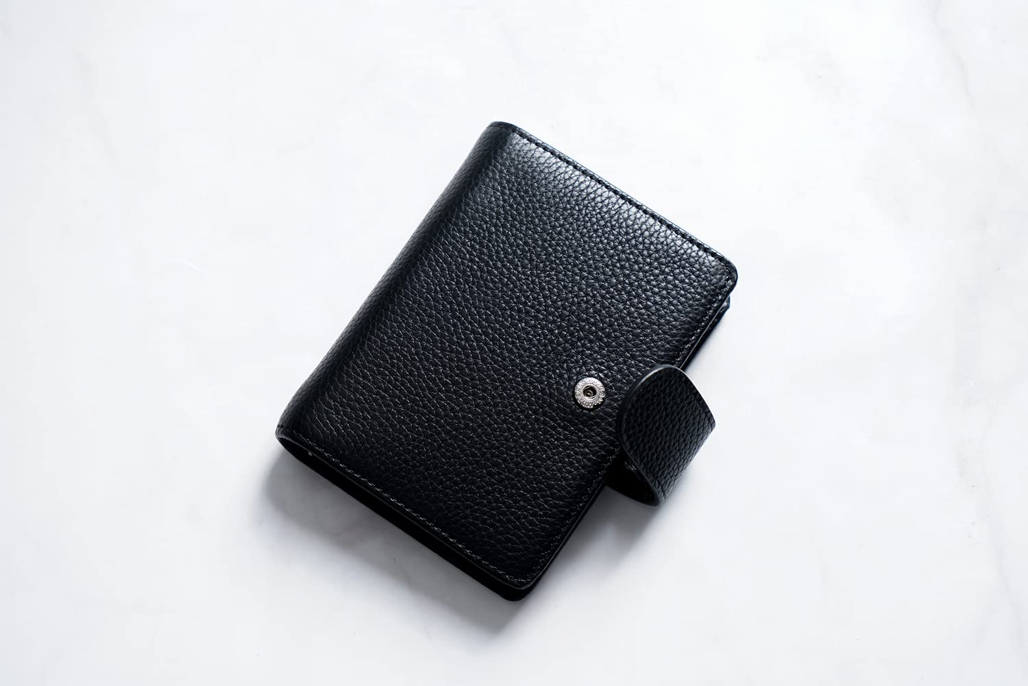 Moterm Agenda ad anelli A8, in vera pelle, colore: nero ghiaia, anello da 15 mm