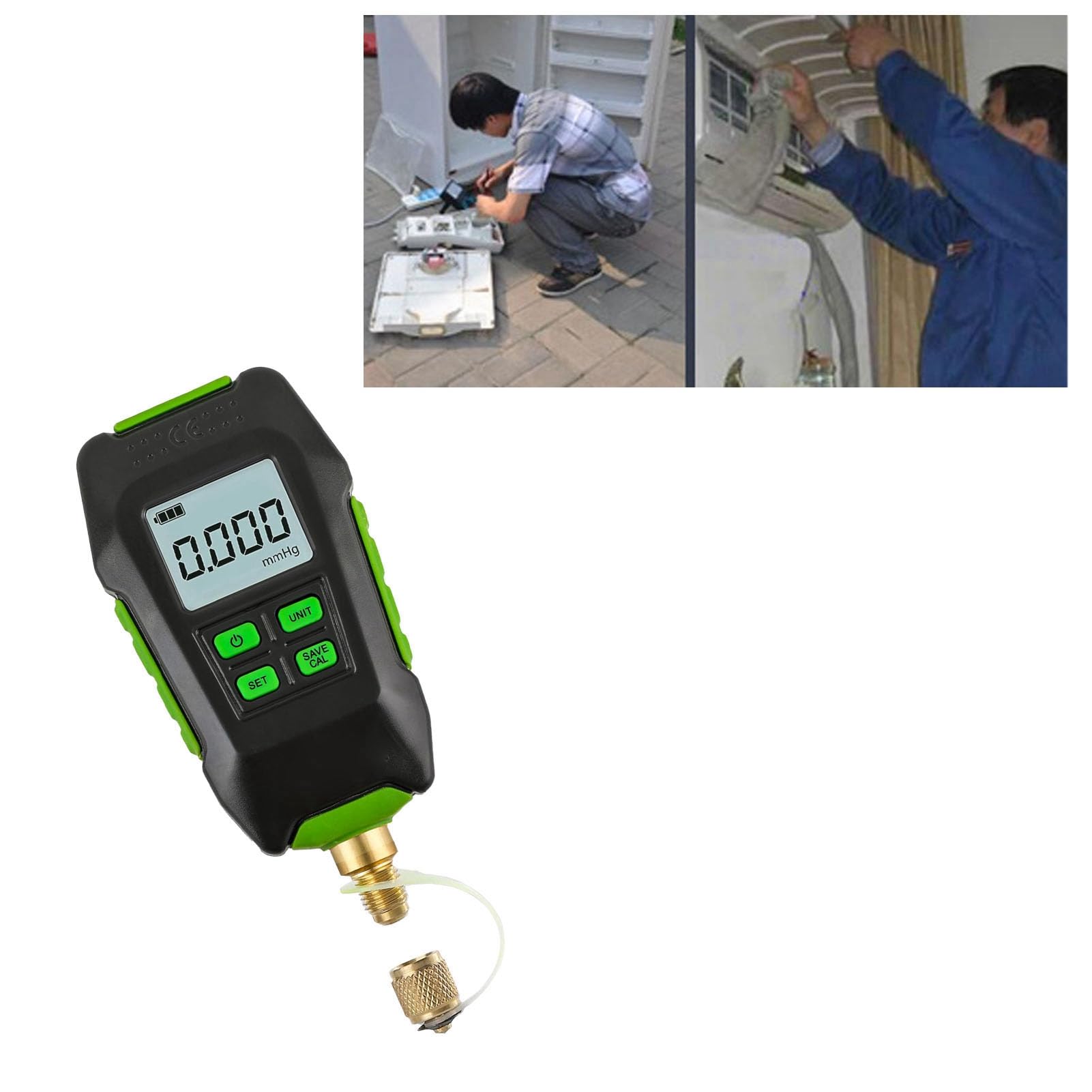 Dioche Vacuómetro Hvac Medidor de Vacío digital: Medidor de Micras de Vacío Profesional con Pantalla Grande e Interfaz 20UNF de 7/16 Pulgadas para Mediciones Atmosféricas Precisas