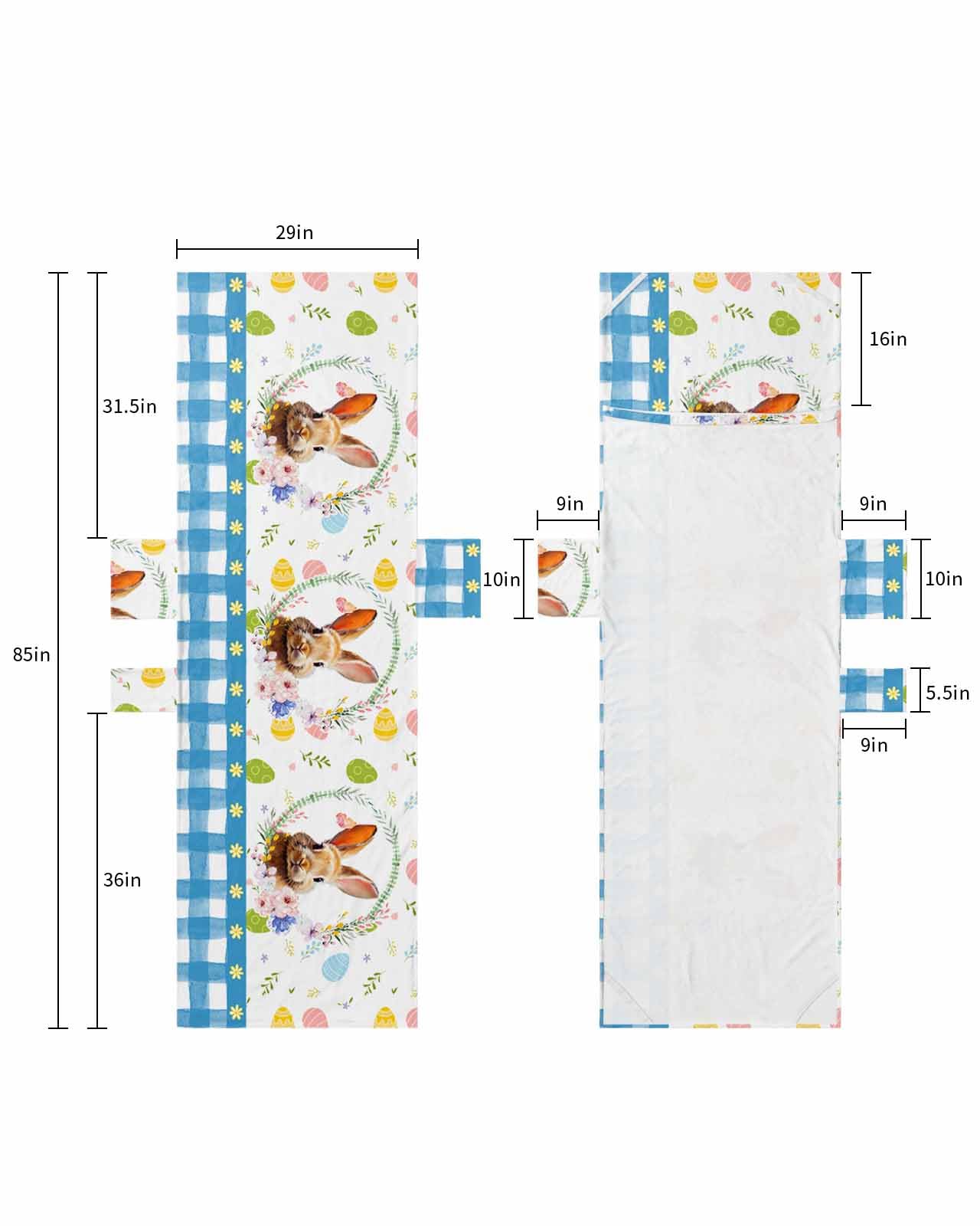 Blue Plaid Easter Bunny Beach Lounge Chair Towel Cover, Soft Chaise Lounge Towel with Side Pockets Patio Pool Chairs Cover for Beach/Pool Sunbathing 29x85 Spring Floral Colorful Eggs