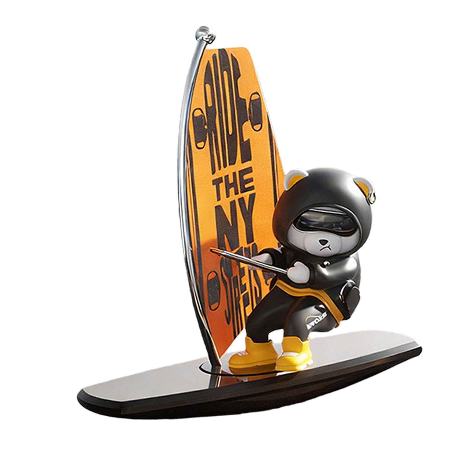 APGLSXY Entertaining Rotating Action Surfing Bear Ornament Car Decoration Enhances Your Driving Mood for Vehicle Dashboard Eye Catching Moving Surfing Bear