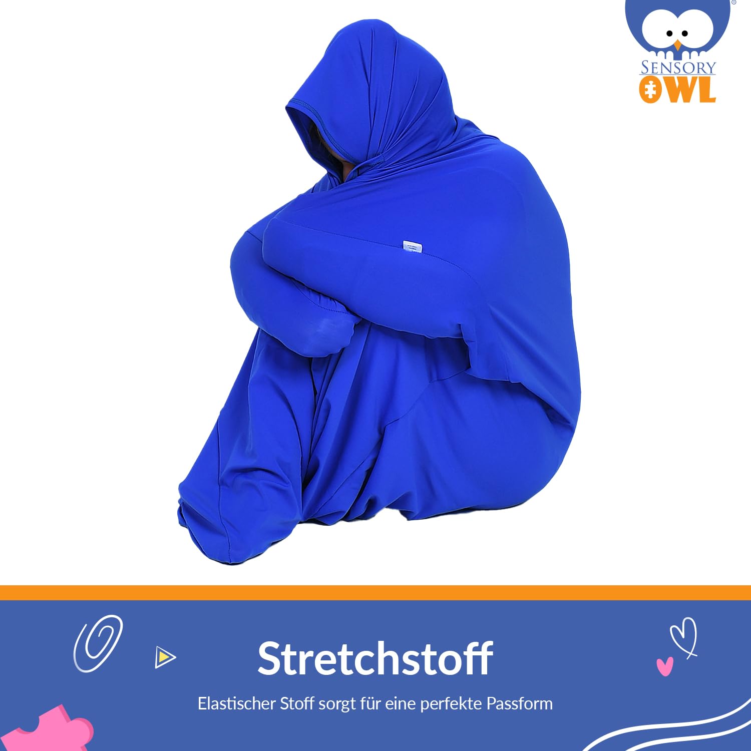 Ganzkörpersocke Sensorisch Kinder und Erwachsene Ganzkörperwickel Stressabbau Autismus ADHD Hilfsmittel M 125 cm Blau