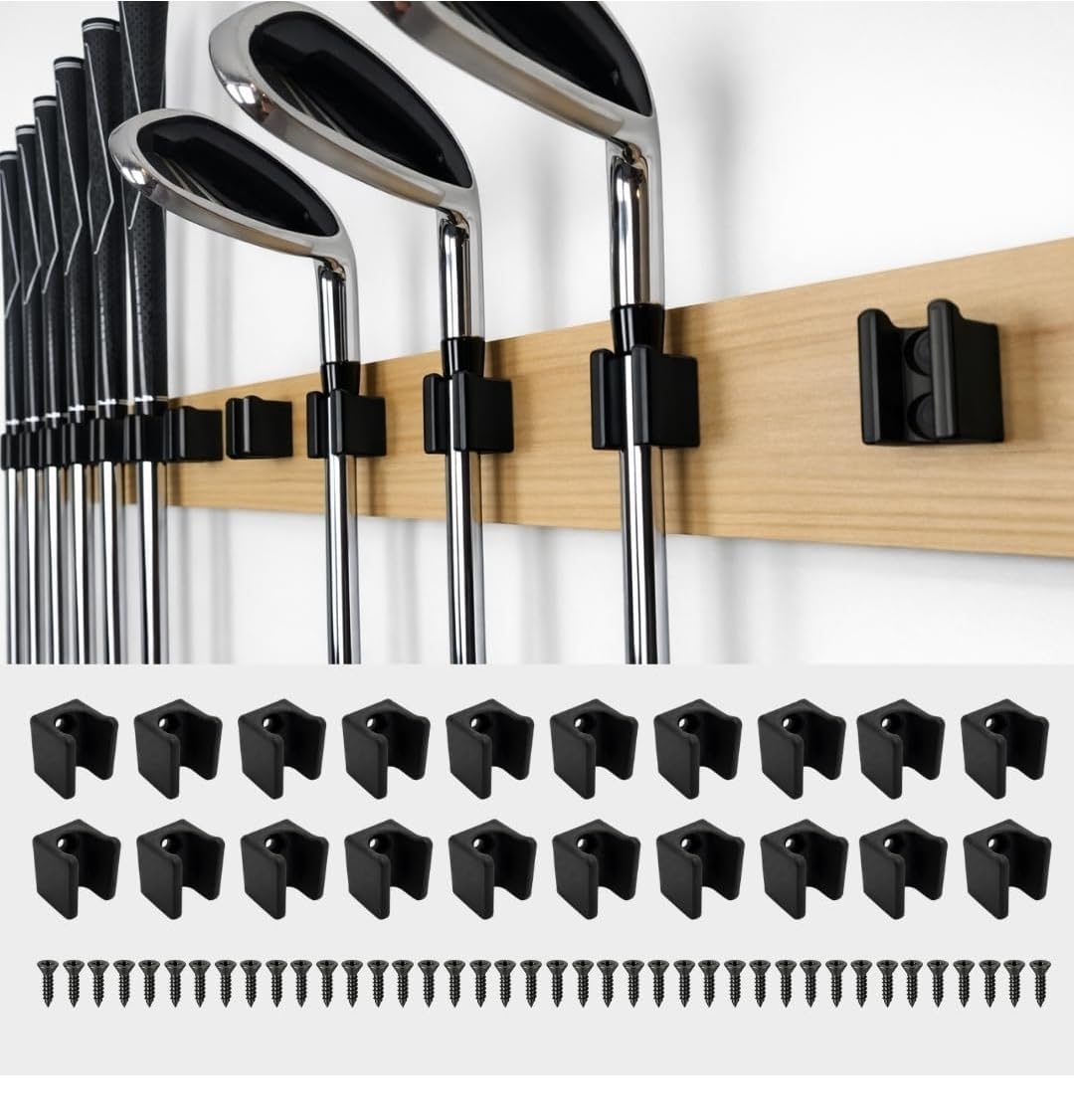 Lot de 20 supports muraux pour club de golf, support mural, support (gris, 15 mm)