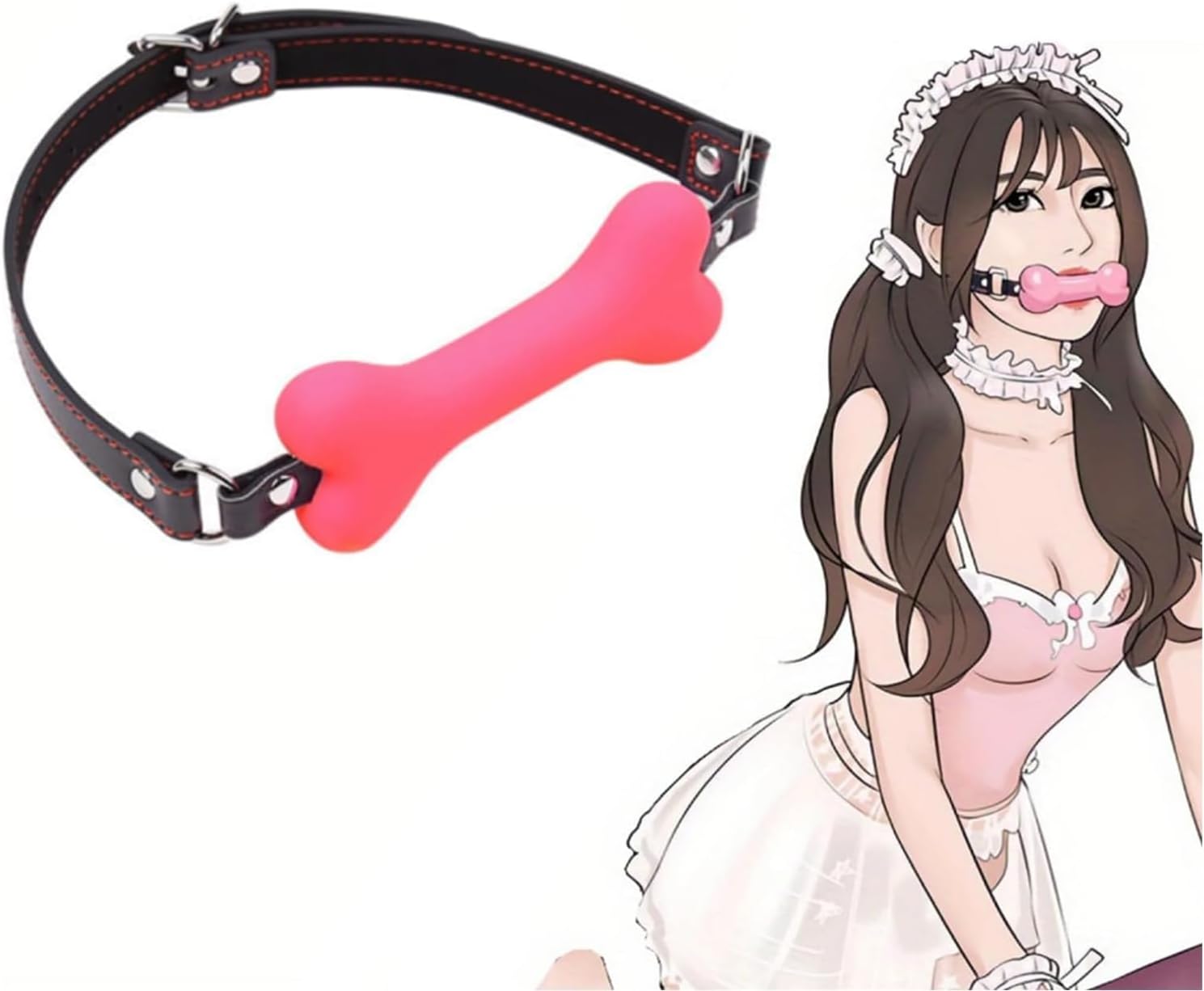 BDSM Ball Gag Dog Bone Bite Mouth Gag Couples Sex Toys for Men Womem, Silicone Sex Bondage Gag for Sex Play, Adjustable Open Mouth Gags Bondage Gags & Muzzles Adult Sex Toys & Games