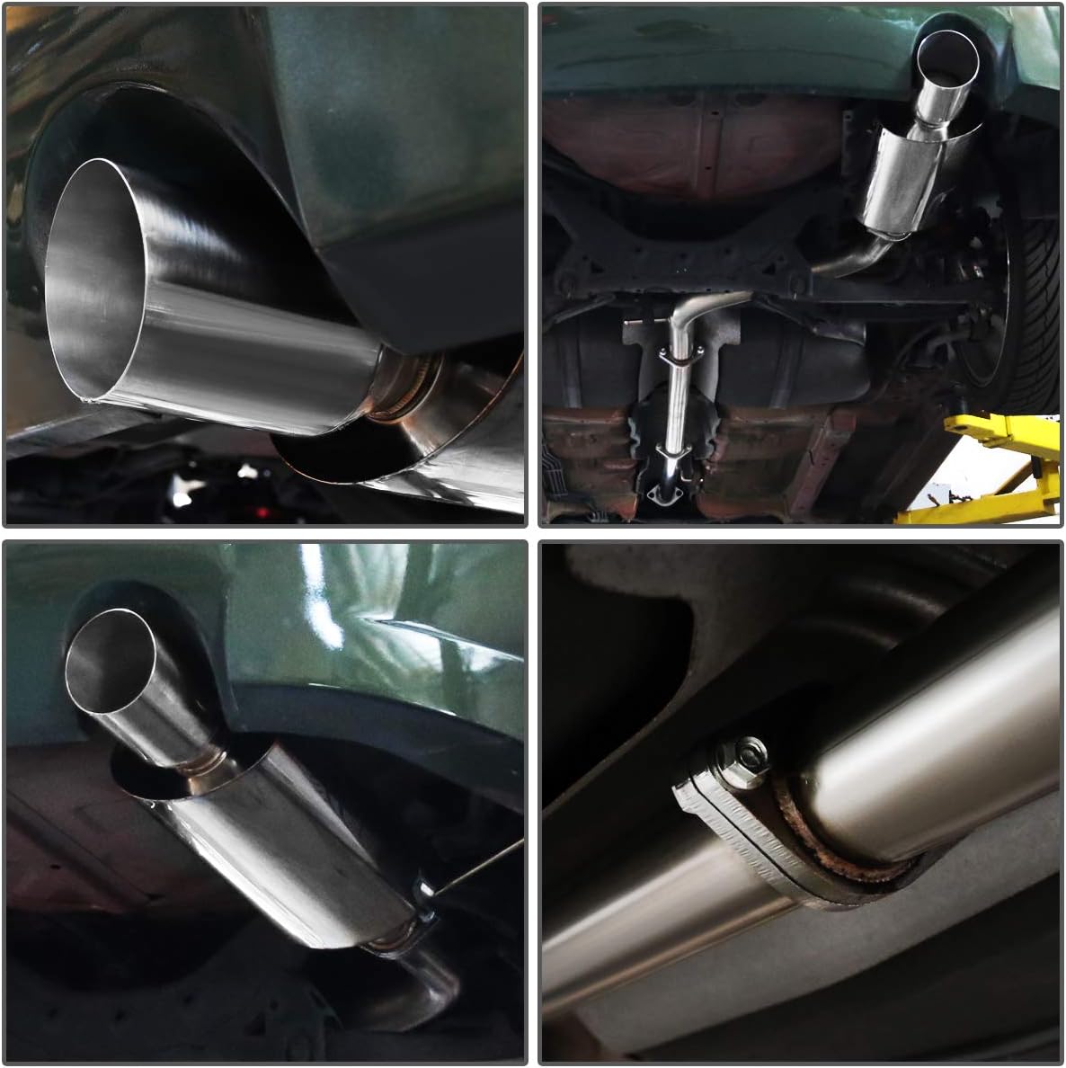 Auto Dynasty 4 inches Slant Muffler Tip Catback Exhaust System Compatible with 2006-2008 Mitsubishi Eclipse 3.8L V6, Stainless Steel