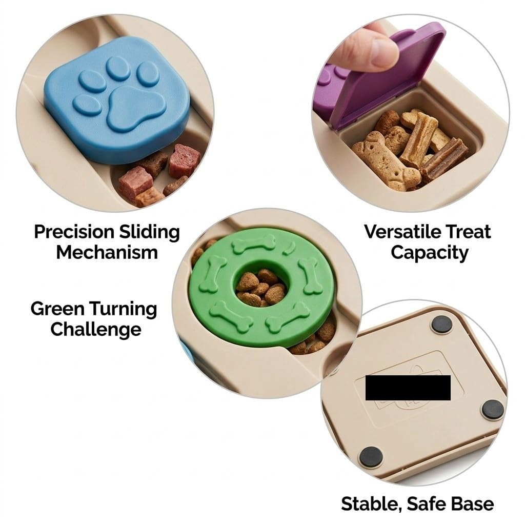 Giochi di Intelligenza e Dispensatore Cibo Lento per Cani, Giocattolo Interattivo a Forma Quadrata con Nascondigli per Snack, Puzzle Mentale Antinoia per Cuccioli e Gatti (Viola)