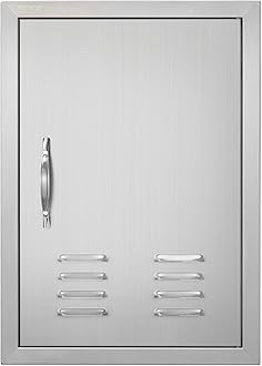 VEVOR BBQ Access Door, 17W x 24H Inch Single Outdoor Kitchen Door, Stainless Steel Flush Mount Door, Wall Vertical Door with Handle, Vents and Hook, for BBQ Island, Grilling Station, Outside Cabinet