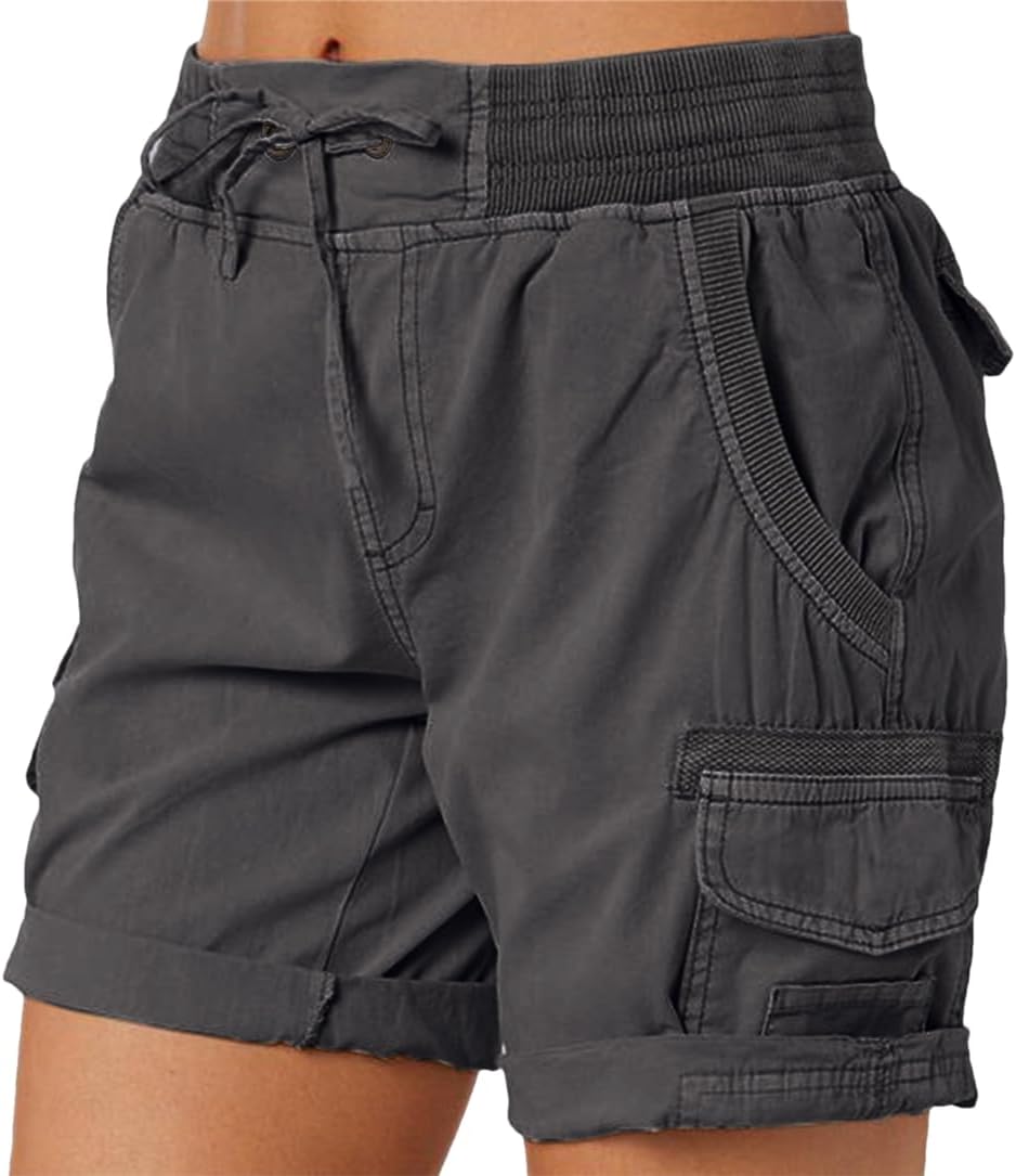Adhdyuud Women Cargo Shorts Loose Hiking Pockets Biking Short