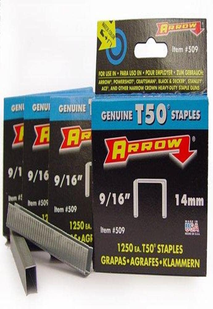 Arrow 50924-5000 T50 9/16-Inch Staples, 5000-Pack