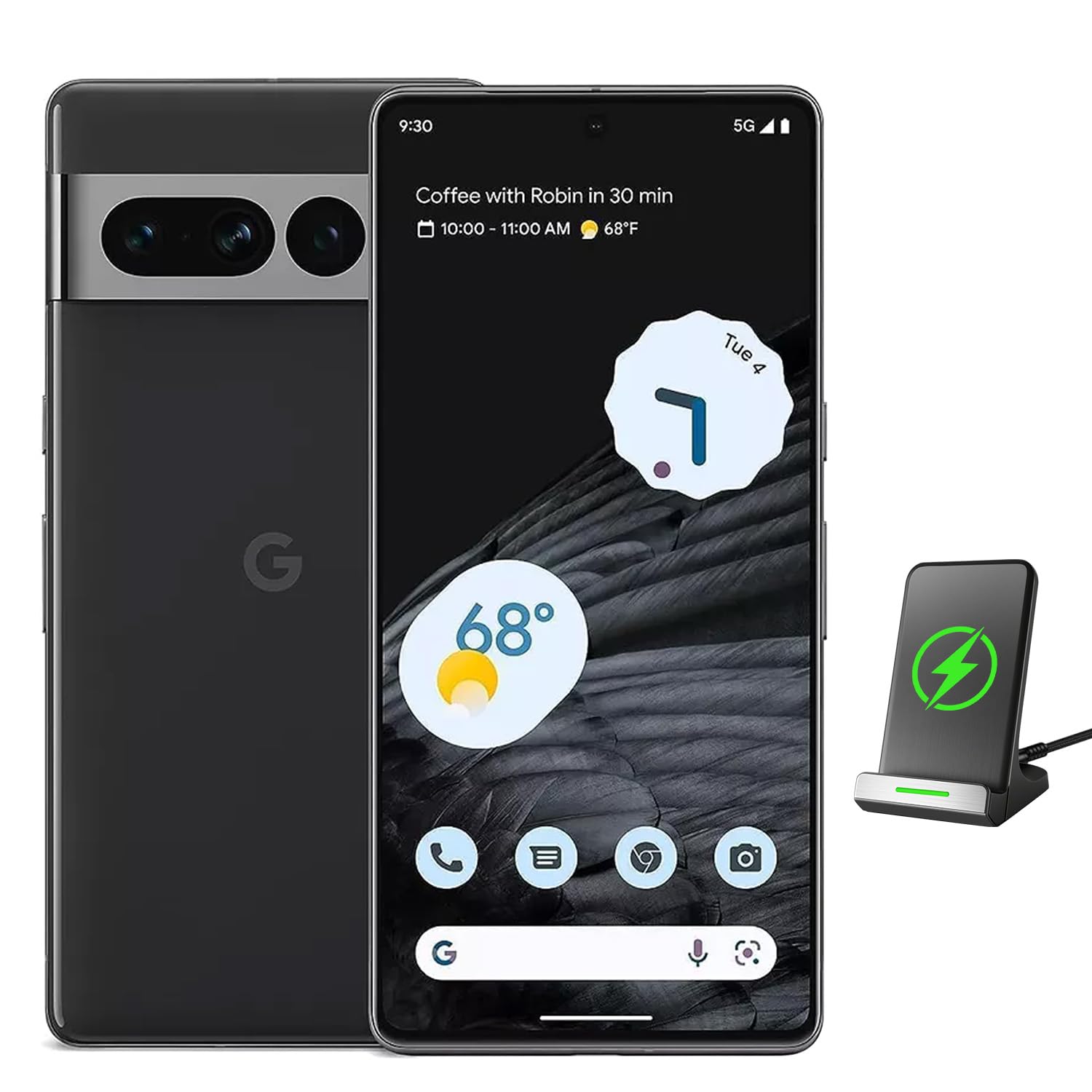 Google Pixel 7 Pro Unlocked Android Phones - 5G Smartphones with 512GB Storage, 12GB RAM, 6.7" QHD OLED, Triple Camera, 24-Hr Battery, Includes Wireless Charging Bundle, Obsidian
