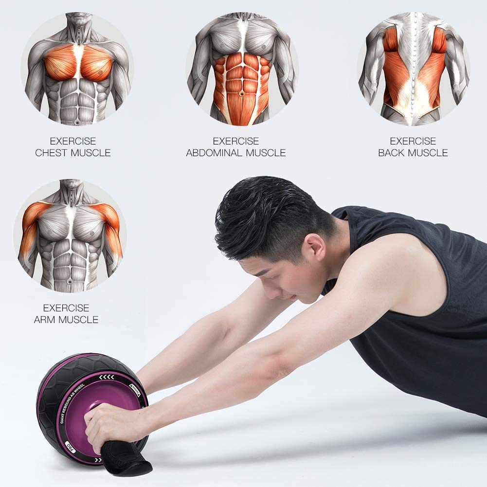 Rueda de rodillo abdominal, freno inteligente, rueda de rebote automático, rueda de abdominal, silenciosa antideslizante Abs Carver múltiples ángulos, entrenamiento de núcleo, rodillo abdominal, equipo de gimnasio en casa para hombres y mujeres