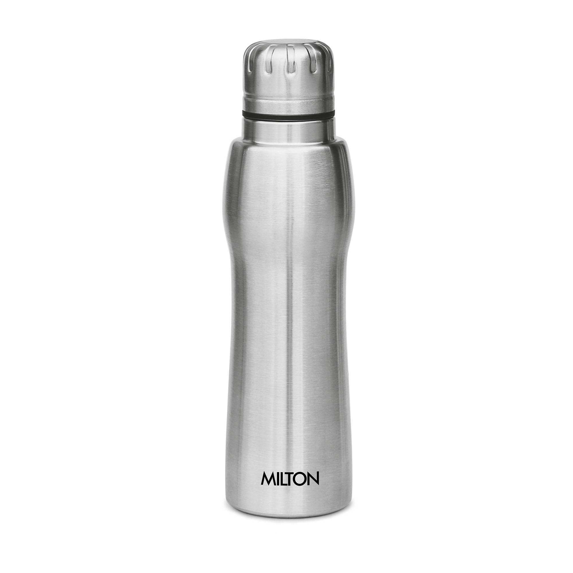 MILTON 635ml Stainless Steel Water Bottle, Single-Walled, BPA-Free, Leak-Proof, Rust-Free, Easy-Grip Fridge Bottle,Easy to Carry, Gym Bottle for Men, Kids, School & Travel - Elate - Silver