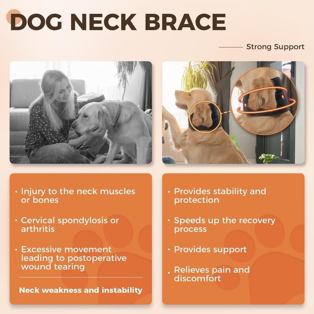 ZHHSUNY Pet Cervical Collar Neck Brace for Dog Cat Pain Relief,Canine Wrap Protect Wounds Heal Support,Due to Arthritis to Injury Cervical Brace Helps Recover from Cervical Sprains (M) - Image 4