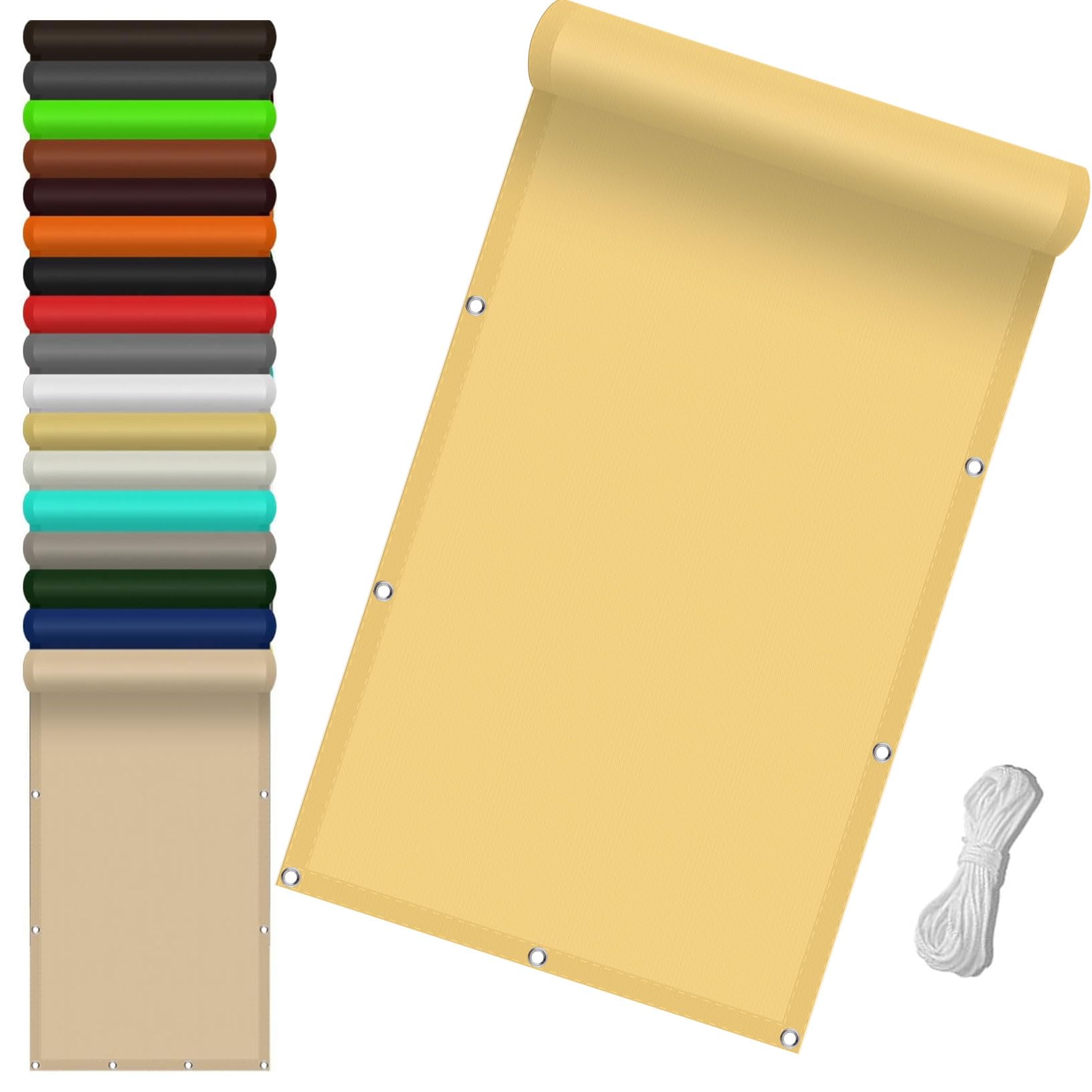 Voile d'ombrage imperméable avec œillets et corde protection UV 98% rectangulaire