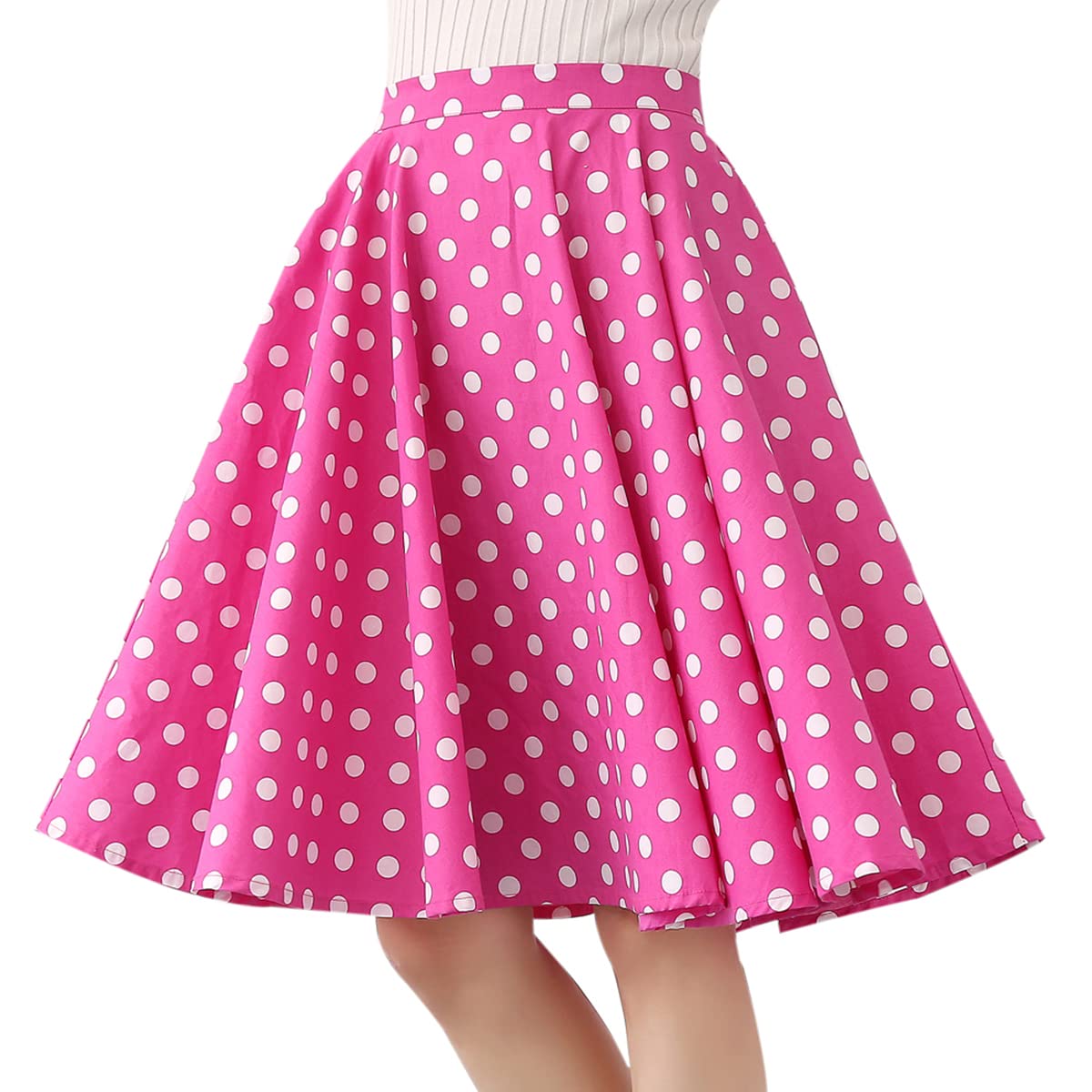 Women 50s Vintage Polka Dot A Line Pleated Midi Skirt Desertcart