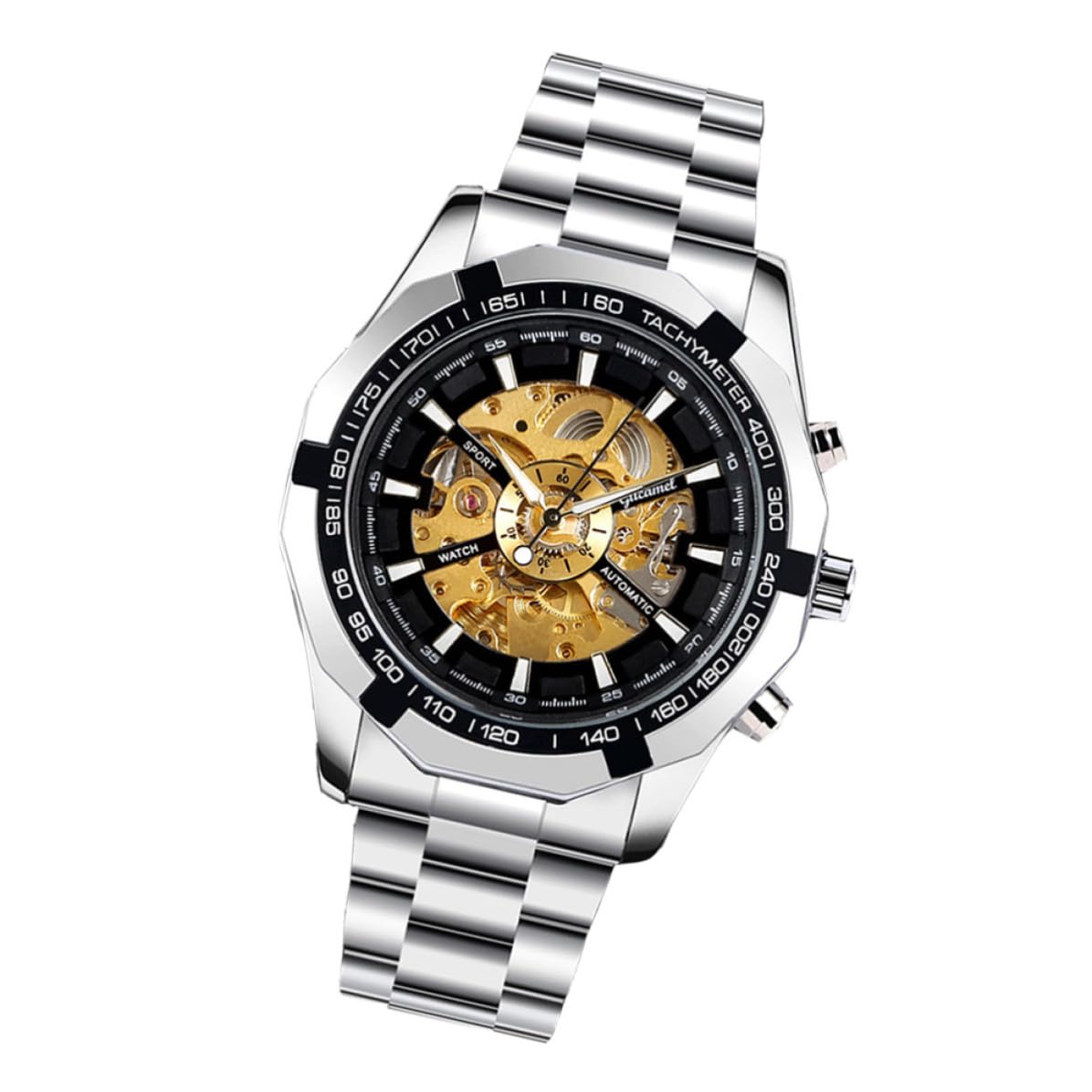 TOPBATHY Reloj Mecánico Automático Esqueleto para Hombre, Moda Informal