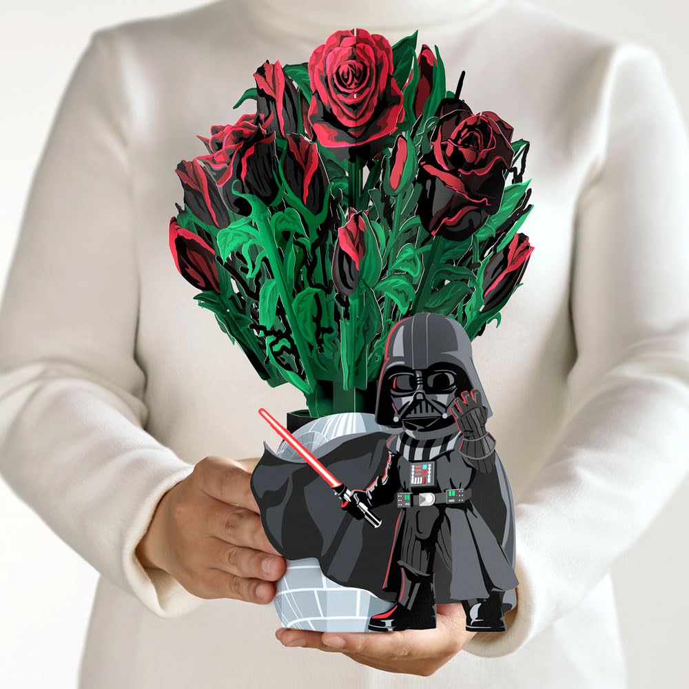 Lovepop Everyday Pop-Up Star Wars Paper Flower Bouquet for Her and Him - Darth Vader Flower Buds for Boys, Girls, Men, Women - 12" Bouquet - Blank