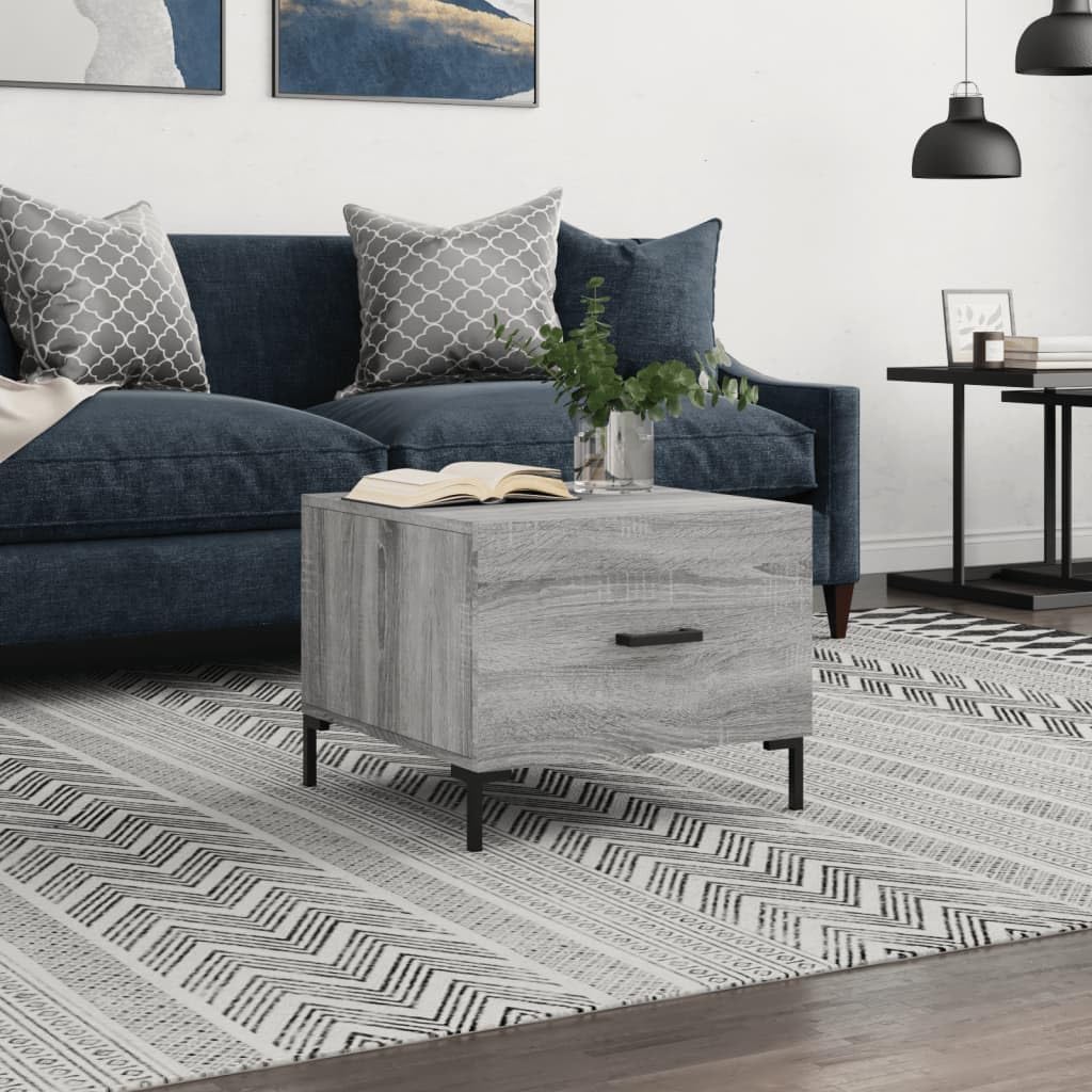 Homgoday Tavolino da caffè Sonoma grigio 50 x 50 x 40 cm, in legno ingegnerizzato, tavolino da tè per soggiorno, sala ricevimenti degli ospiti, camera da letto e ufficio, tipo 7
