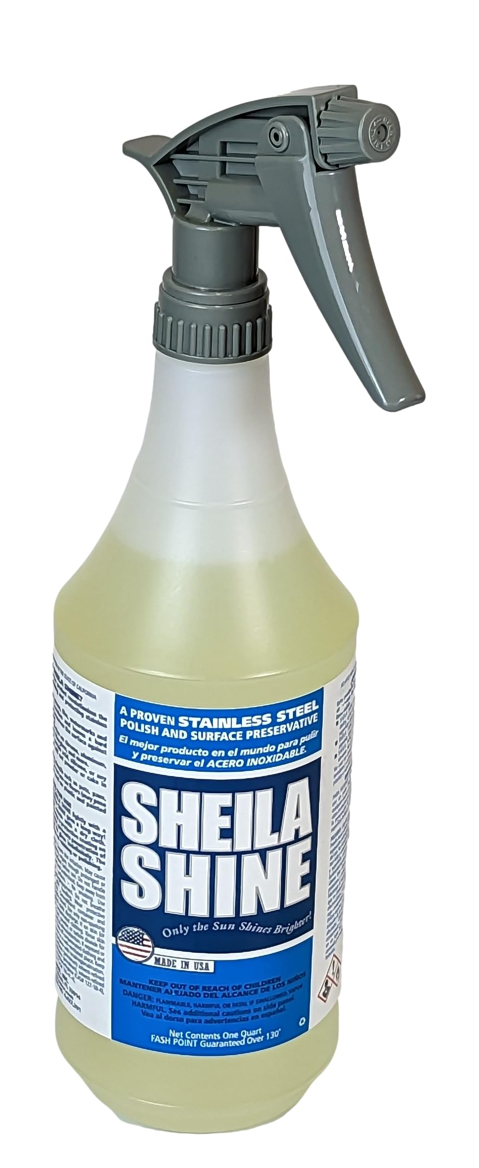 Sheila Shine 1 Quart Stainless Steel Cleaner and Polish – Cleans, Polishes & Protects Kitchen Appliances, Refrigerators, Sinks, Ovens & Grills – Stainless Steel Cleaner Spray Bottle
