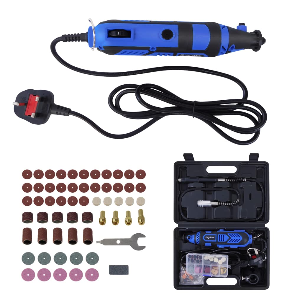 Mini Smerigliatrice Elettrica, Multiutensile con Albero Flessibile, 80 Accessori Utensile Rotativo Multifunzione, 6 Velocità Variabile 10000-32000 RPM per Creazione Fai Da Te