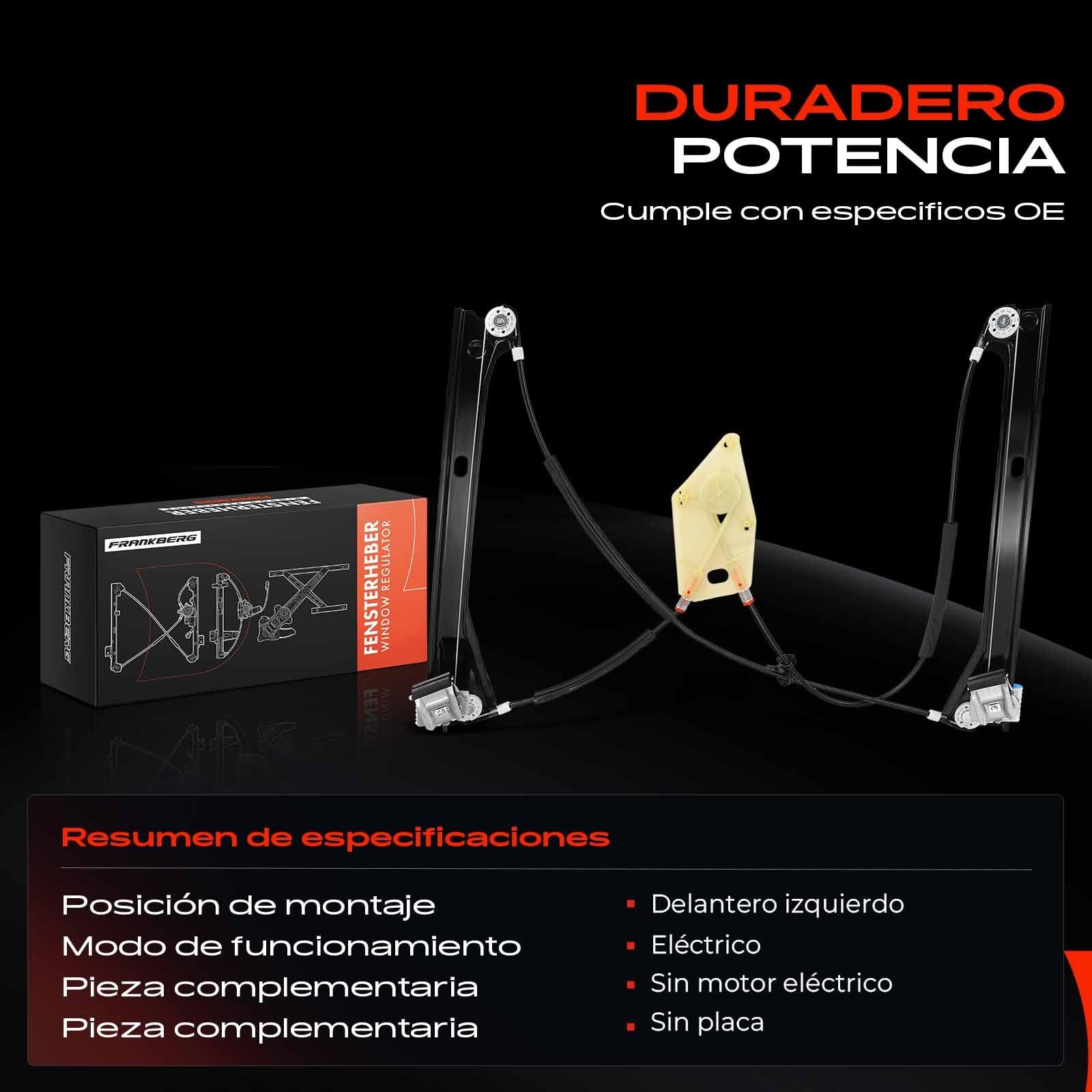 Frankberg Regulador de elevalunas eléctrico sin motor 2/3 puertas | 6R3837461A, eléctrico, sin Motor, 2/3 puertas, Al frente, izquierda, 6R3837461A; Compatible con: Polo Van 6R,Polo 6C1 6R1
