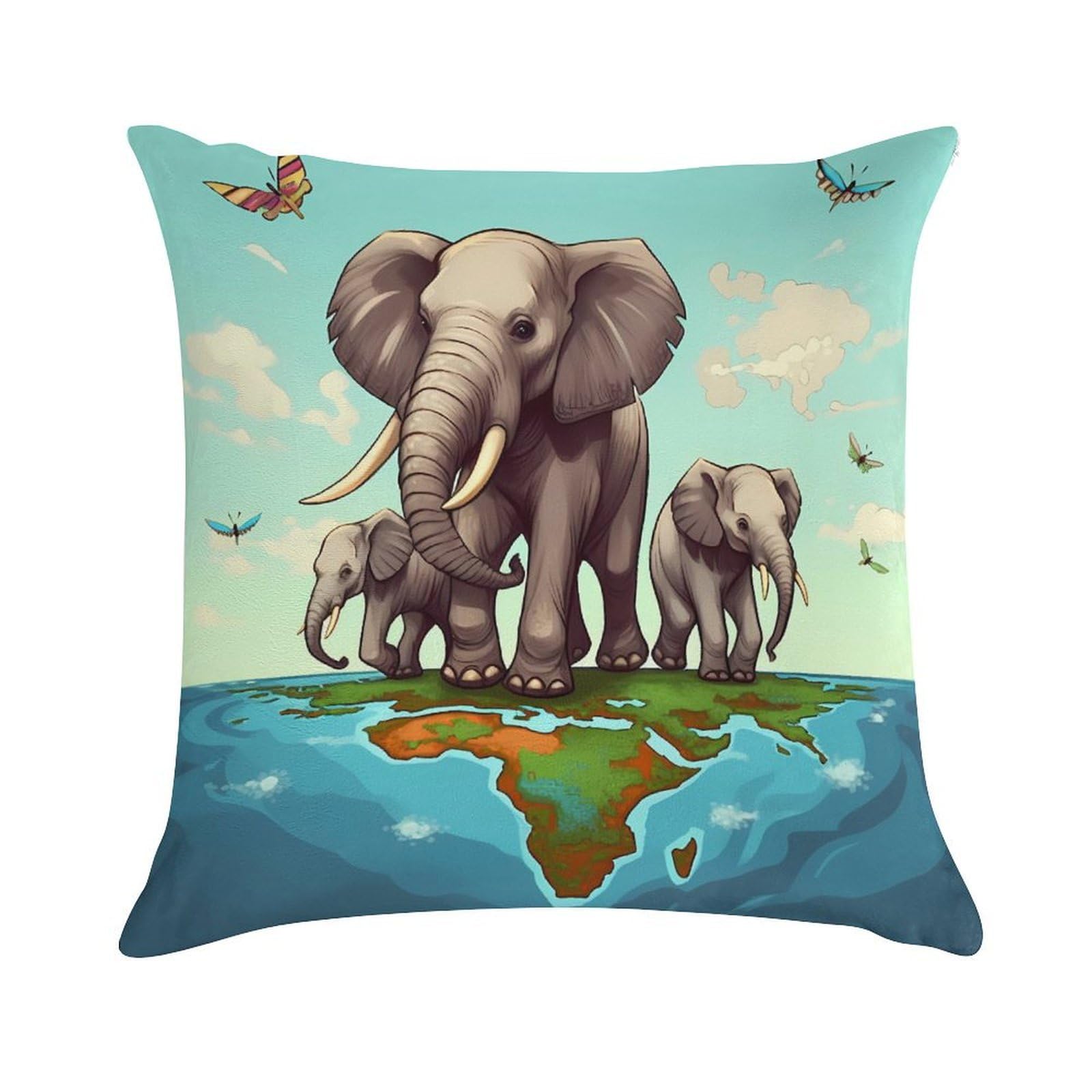 Khauerbc Elephants Soft Cozy Throw Pillow Covers Decorative Cushion Covers Plush Boho Farmhouse Pillow Case With Zipper Throw Pillowcase For Bed Sofa Living Room Bedroom