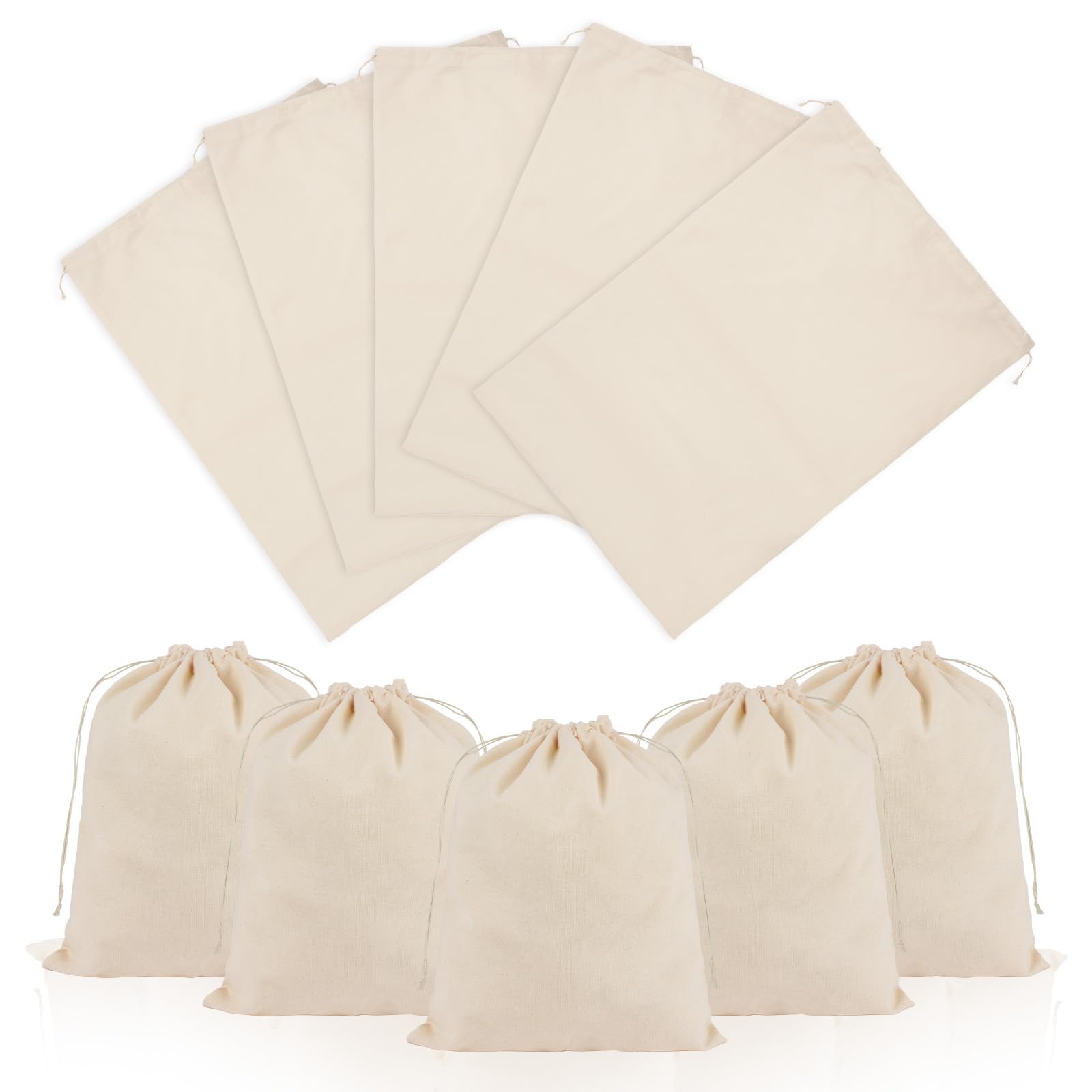 OFFCUP 10PCS 25x30cm Bolsas de Algodón, Bolsa con Cordón para Regalo, Bolsitas de Tela Reutilizable Pequeñas Para Regalos de Bodas Fiestas Cosméticos Joyas Navidad Cumpleaños DIY