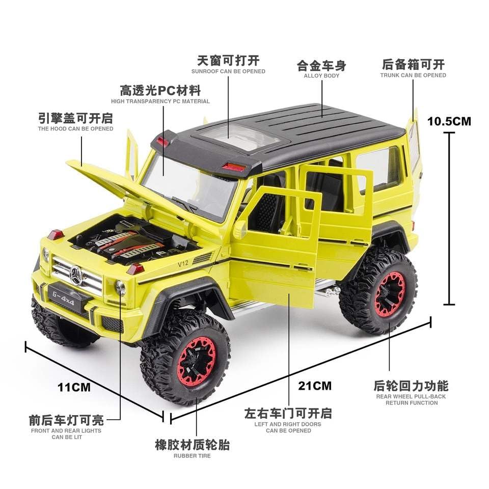 Image of Exclusive Alloy Metal Car 1:24 AMG G500 Diecast Metal Pullback Toy car with Openable Doors, Light Music Boys Gifts Toys for Kids [Green-Color As Per Stock]