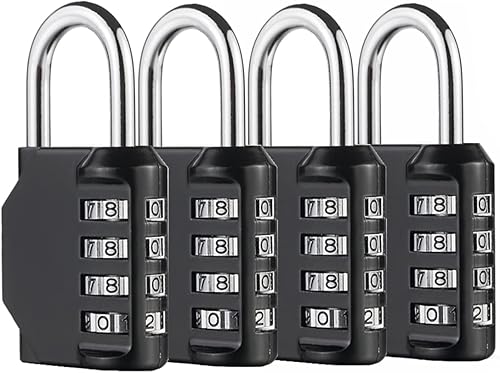 Miniatura 9 de Candado de combinación de 4 dígitos para exteriores, impermeable, para casillero de gimnasio escolar, casillero deportivo, valla, caja de