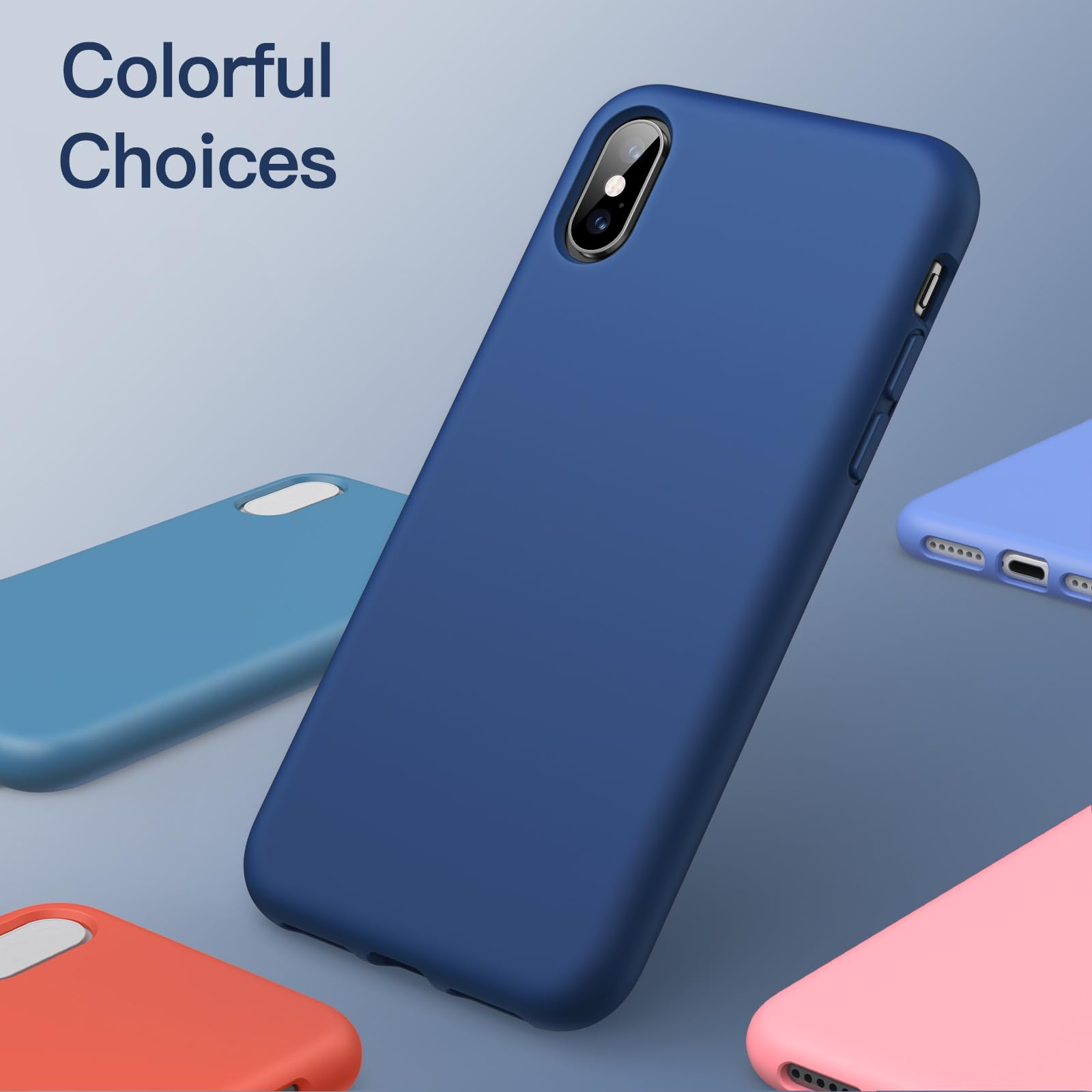 Cover Custodia Protettiva per iPhone X/XS in Silicone Celeste con all