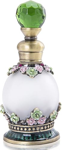 YU FENG Botella de perfume de cristal de zafiro vacía recargable estilo retro de lujo para aceites esenciales