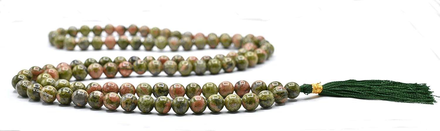 Amazing Gemstone Japa Mala 108 Prayer Beads Necklace and Wrist Mala Bracelet for Meditation
