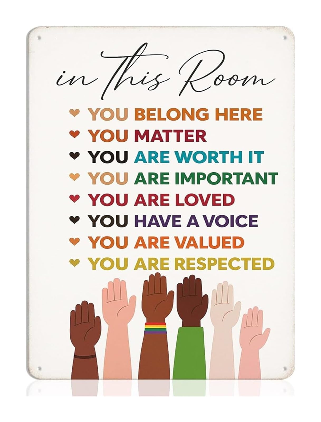 PKNVKZIDK Motivational Metal Sign Inspirational Quotes for Classroom and Office In This Room Wall Decor for Teachers Home (8 X 12 in)