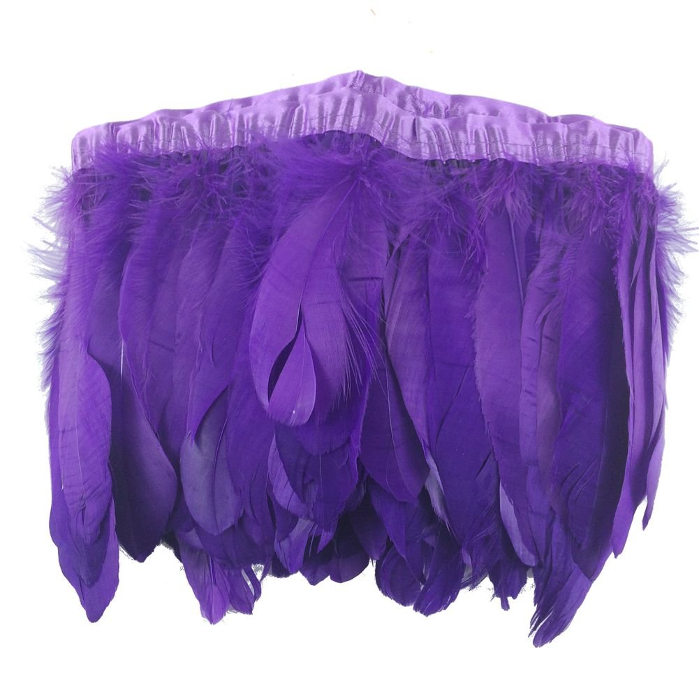 Sowder Purple Duck Goose Feather Trim Fringe 2 Yards(Purple)