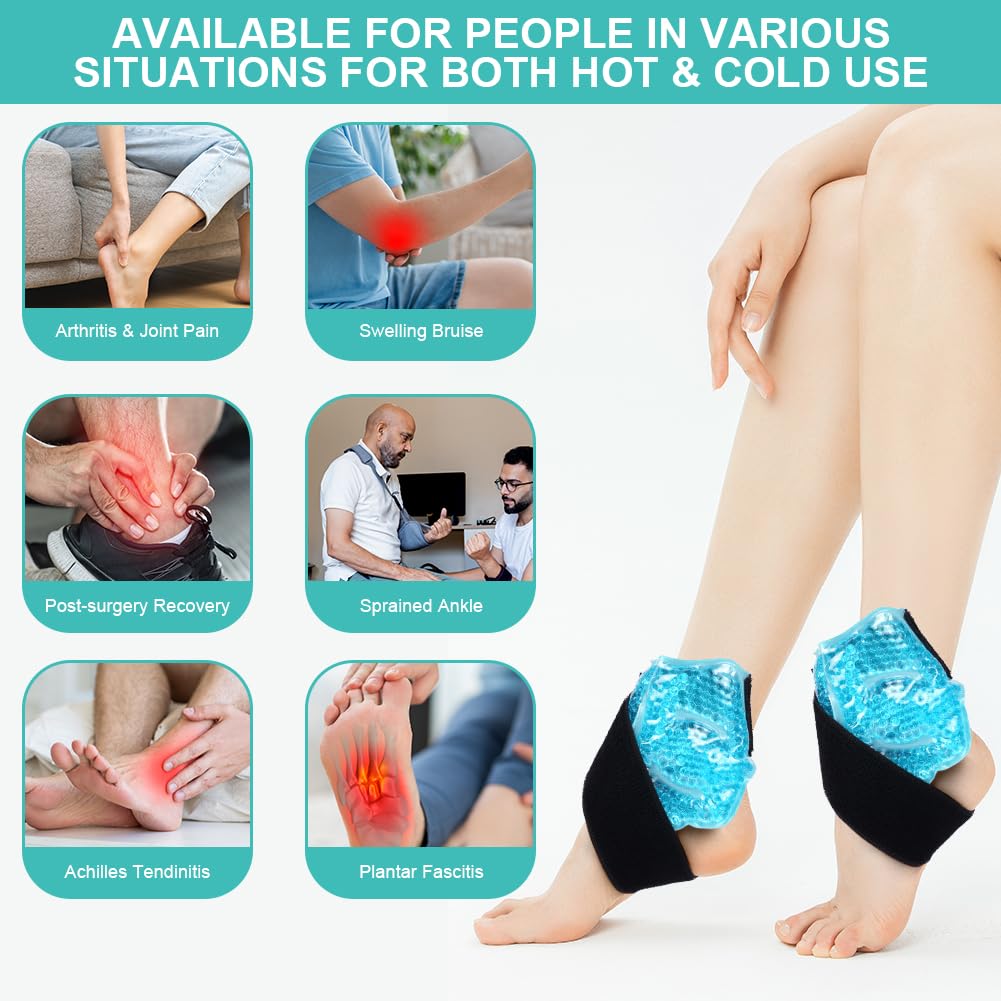 AOOWU Tasca per Ghiaccio Alla Caviglia，Riutilizzabile Gel Terapia Calda e Fredda, Morbido Borsa del Ghiaccio per Alleviare Il Dolore, Lesioni Ai Piedi, Gonfiore Alla Caviglia