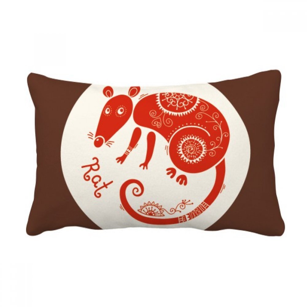 Coussin oreiller lombaire rouge 16x24 pouces jeté de canapé déco zodiaque chinois