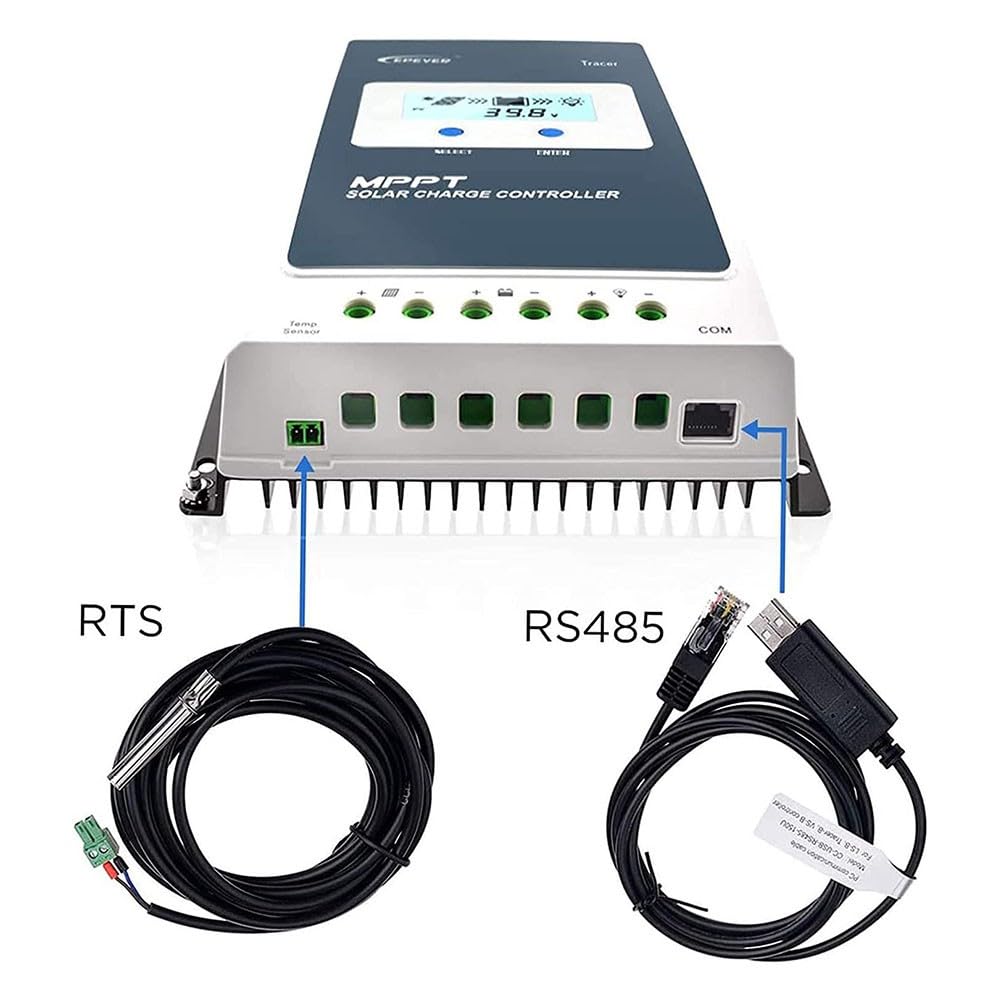 Sensore di temperatura della batteria e adattatore da RS485 a USB, compatibile con controller solare Epever per monitoraggio e compensazione della temperatura, lunghezza del cavo