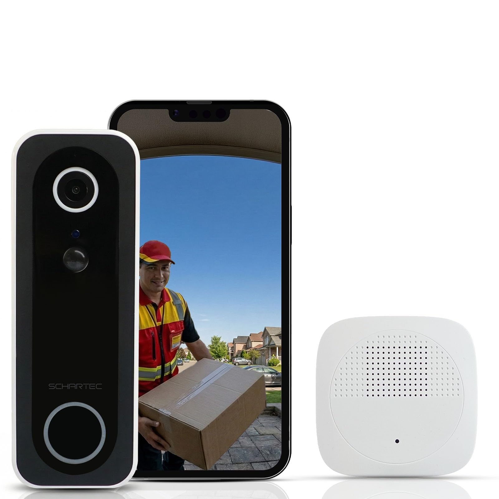 Schartec Smarte Video-Türklingel WLAN – 4MP Überwachungskamera Außen, Akku 5200mAh, PIR & Personenerkennung, 2-Wege-Audio, Nachtsicht 10m, Alexa & Google kompatibel