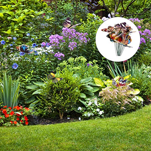 Wakauto 24 peças de estacas de borboleta luminosas decorações de jardim que brilham no escuro orname