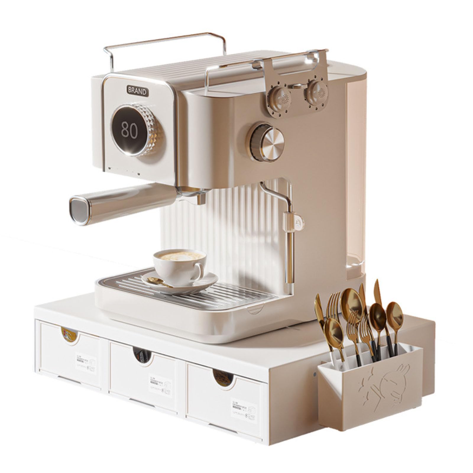 Kosz do przechowywania kapsułek kawy, uchwyt na ka Coffee Pod Storage, Three Drawers Design Coffee Pod Organizer, Coffee Capsule Organize Drawer,Coffee Maker Holder Organizer,White(White)
