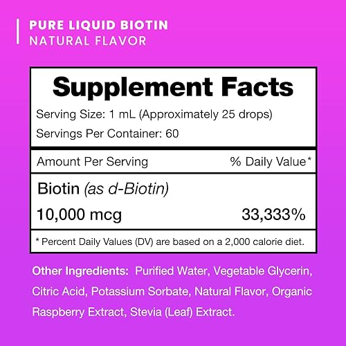 Miniatura 2 de Suplemento de biotina líquida  Biotina líquida para el crecimiento del cabello la salud de las uñas y la piel  Alta concentración vegana gotas de