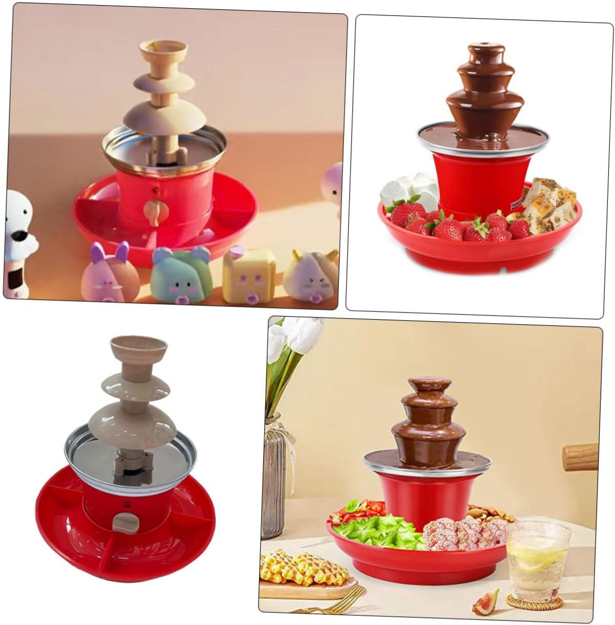 Didiseaon 1set Chocolate Fountain Machine for Parties Convenient Fondue Maker Removable Center Tube for Family Gatherings Halloween Christmas