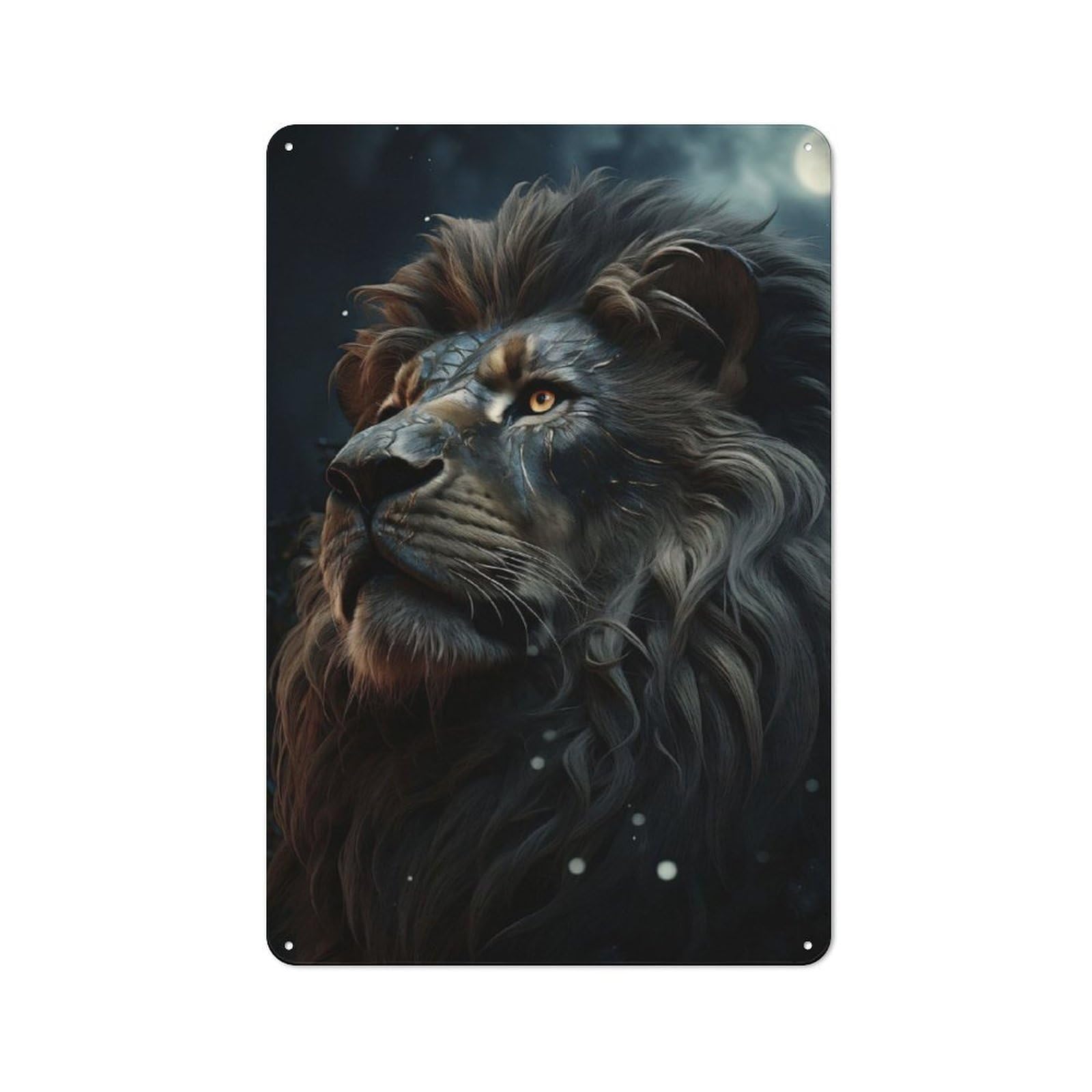 Junmoney Majestic Lion Portrait Tin Sign 30X20cm With For Home Bar Wall, Vintage Decor, Suited To Home Bar Decor Fans