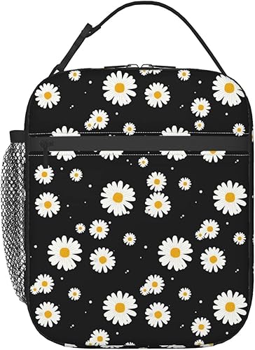 Miniatura 8 de Lonchera con diseño floral de girasol negro, bolsa de almuerzo aislada con flores para mujeres y hombres, reutilizable, portátil, a prueba de fugas,