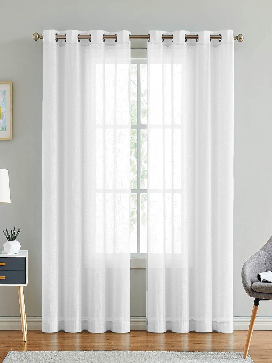 JVIN FAB Cotton Linen Solid Curtain with Eyelet Rings Door - 9 Feet White Pack of 2…