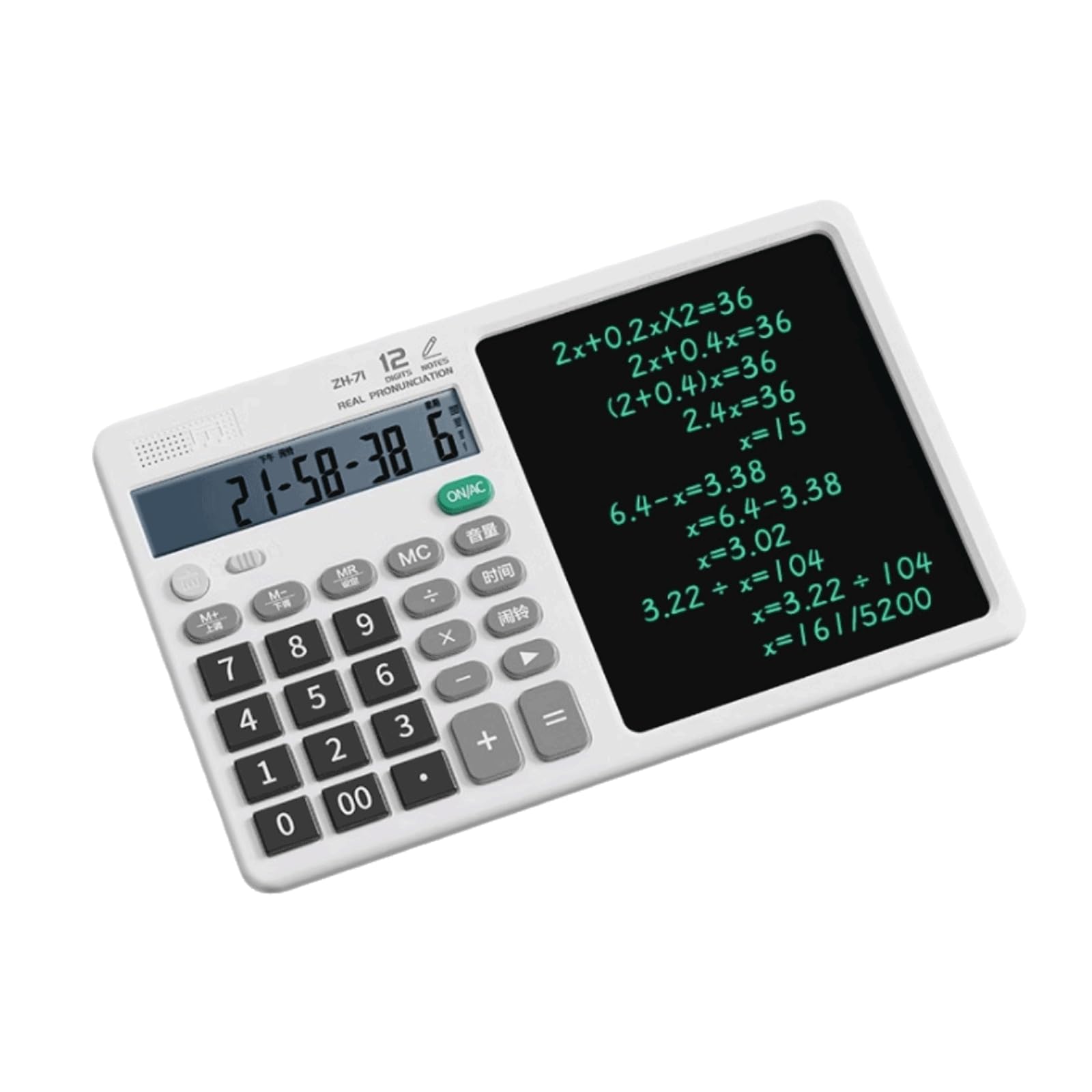 Portatile Calcolatrice da Tavolo Calcolatrice per Tablet con Scrittura a Mano Calcolatrice Intelligente a Schermo Grande Calcolatrice di Ricarica Multifunzione sensibile