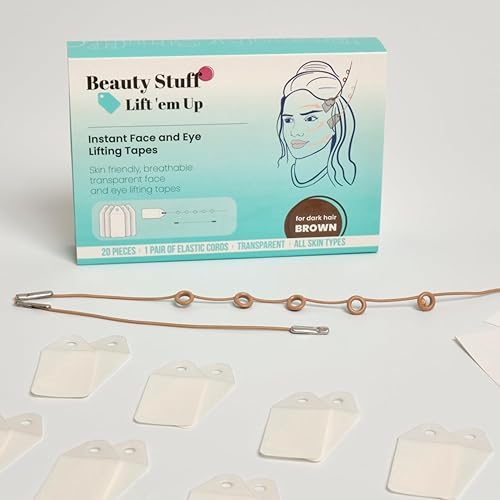 Miniatura 6 de Lift Em Up - Cintas de levantamiento facial y ojos 20 cintas hipoalergénicas hechas en Estados Unidos para levantamiento de cara media estiramiento
