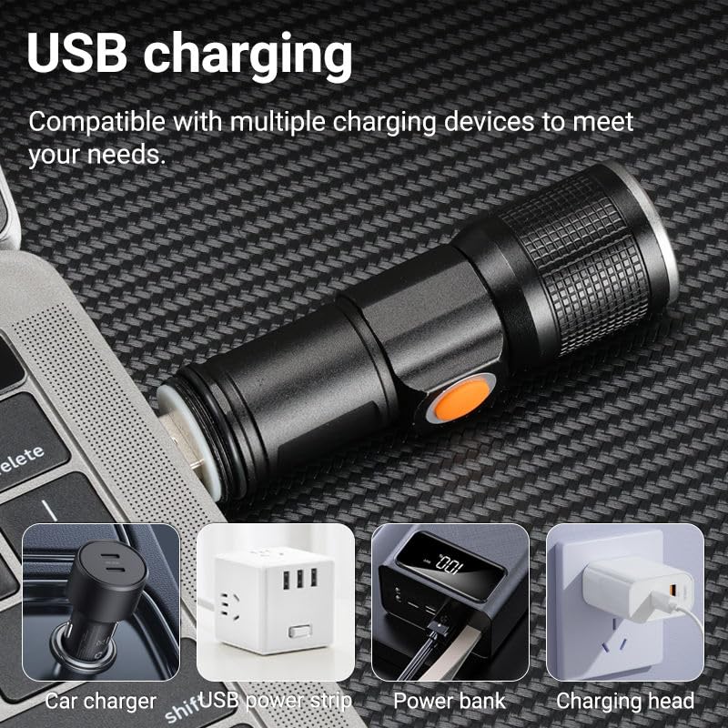 Image of GlowBase Aluminum Alloy Metal Rechargeable Telescoping Zoom LED Ultraviolet Torch with 395 NM, Black Light UV for Dog Urine Detection, Fluorescent Detection, and Resin Curing